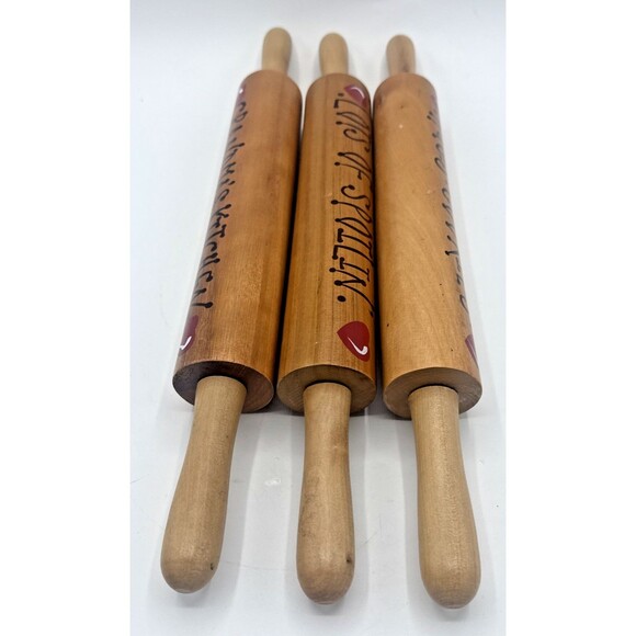 Grandma's Kitchen Decorative Rolling Pins Lots Of Spoilin Hugs Cookies Set Of 3 - Picture 8 of 14